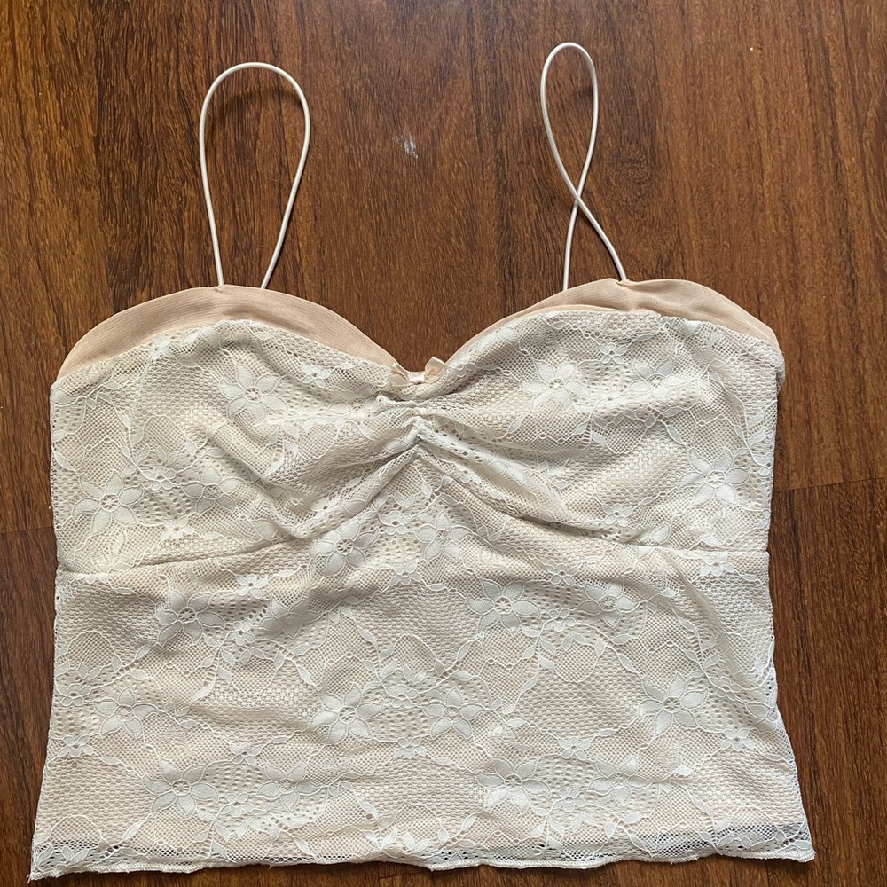 Wild Fable Cream Lace Overlay Top